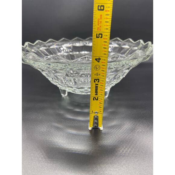 Colony Whitehall Clear 3 Footed Bowl Indiana Glass Cube Pattern - Picture 5 of 5